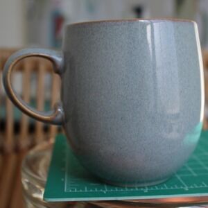 Denby England  Blue/Gray Speckled Ceramic Coffee Mug Black Interior